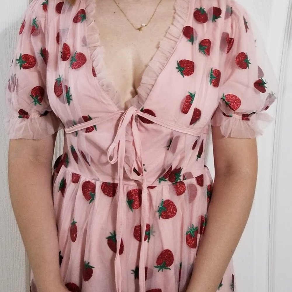 Strawberry Tulle Long Dress / Cute / S-5XL - Picture 8 of 10